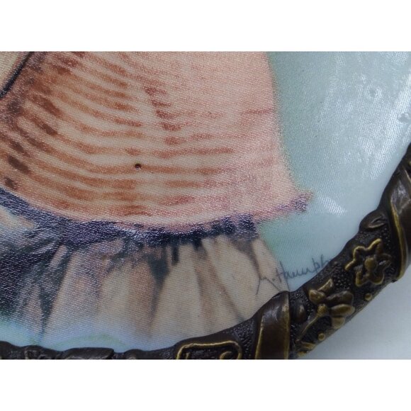 1991 Maud Humphrey Bogart Winter's child Hamilton decor Plate metal trim 4.10" - Picture 3 of 8